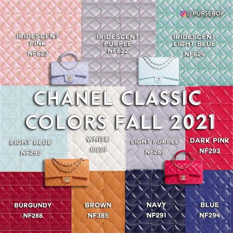 chanel bag change color|Chanel bag color chart.